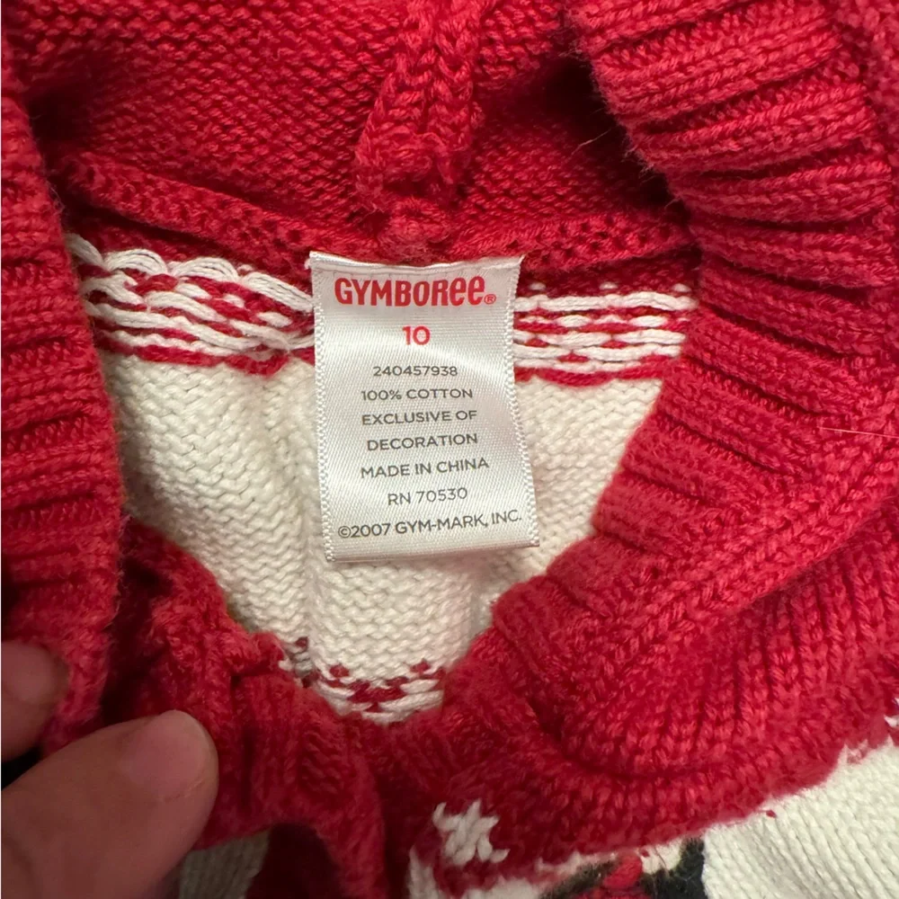 Gymboree Girls Red Scottie Dog‎ Hooded Belted Cardigan Sweater Size 10 Cotton